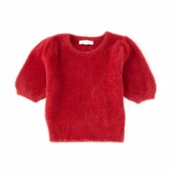 Hot Sale 👏 Chelsea & Violet 👧 Girls Little 👧 Girls 2-6x Super Fuzzy Puff Sleeve Sweater Red ⭐