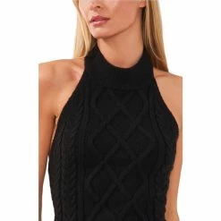 Wholesale 🔥 Chelsea & Violet Sleeveless Cable Knit Bow Tie Open Back Halter Top Rich Black ⭐ -Chelsea & Violet Sales unnamed file 388