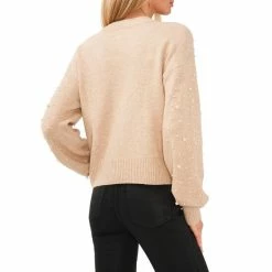 Cheapest 🔔 Chelsea & Violet Mock Neck Drop Shoulder Long Balloon Pearl Boucle Statement Sweater Silver Heather ✔️ -Chelsea & Violet Sales unnamed file 39