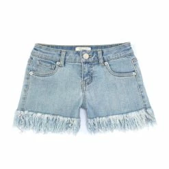 Buy 🥰 Chelsea & Violet 👧 Girls Big 👧 Girls 7-16 Distressed Fringe-Hem Denim Shorts White 😀
