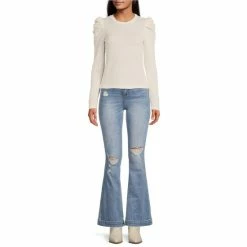 Cheapest 🌟 Chelsea & Violet High Rise Stretch Indigo Distressed Flare 👖 Jeans Stella Blue 🛒 -Chelsea & Violet Sales unnamed file 408