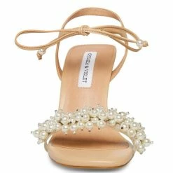 Best Sale 🔥 Chelsea & Violet Tristy Pearl Embellished Square Toe 🩴 Sandals Beige ✨ -Chelsea & Violet Sales unnamed file 415