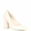 Budget 😀 Chelsea & Violet Keira Leather Pointed Toe Rounded Heel Pumps Ivory 🔔