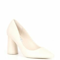 Budget 😀 Chelsea & Violet Keira Leather Pointed Toe Rounded Heel Pumps Ivory 🔔