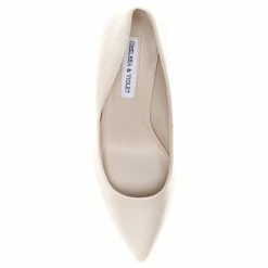 Budget 😀 Chelsea & Violet Keira Leather Pointed Toe Rounded Heel Pumps Ivory 🔔 -Chelsea & Violet Sales unnamed file 428