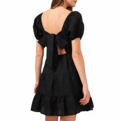 Best deal ✨ Chelsea & Violet Square Neck Short Puff Sleeve Linen Tie Back Detail Ruffle Tiered Mini 👗 Dress Ultra White 😉 -Chelsea & Violet Sales unnamed file 442