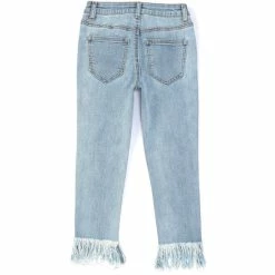 Outlet 👍 Chelsea & Violet 👧 Girls Big 👧 Girls 7-16 Exaggerated Fringe-Hem Skinny 👖 Jeans Classic Wash 🛒 -Chelsea & Violet Sales unnamed file 467