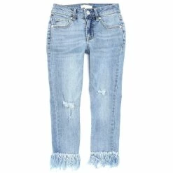 Outlet 👍 Chelsea & Violet 👧 Girls Big 👧 Girls 7-16 Exaggerated Fringe-Hem Skinny 👖 Jeans Classic Wash 🛒 -Chelsea & Violet Sales unnamed file 469