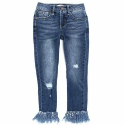 Outlet 👍 Chelsea & Violet 👧 Girls Big 👧 Girls 7-16 Exaggerated Fringe-Hem Skinny 👖 Jeans Classic Wash 🛒 -Chelsea & Violet Sales unnamed file 471