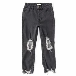 Best Pirce 💯 Chelsea & Violet Big 👧 Girls 7-16 Distressed Denim Ankle 👖 Jeans Grey Wash 💯