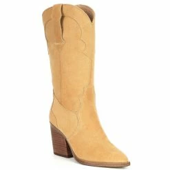 Buy ✨ Chelsea & Violet Fexx Suede Block Heel Western 🥾 Boots Tan 💯