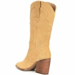 Buy ✨ Chelsea & Violet Fexx Suede Block Heel Western 🥾 Boots Tan 💯 -Chelsea & Violet Sales unnamed file 507
