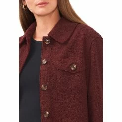 Flash Sale 👍 Chelsea & Violet Faux Shearling Point Collar Button Front Jacket Merlot 🧨 -Chelsea & Violet Sales unnamed file 515