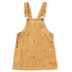 Outlet ⌛ Chelsea & Violet Baby 👧 Girls 12-24 Months Floral Applique Corduroy Jumper Light Brown 🤩