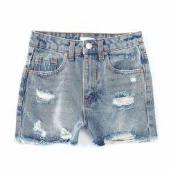 New ⭐ Chelsea & Violet Big 👧 Girls 7-16 High Rise Distressed Frayed Denim Shorts Blue 👍