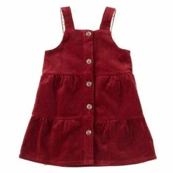 Best deal 💯 Chelsea & Violet Baby 👧 Girls 12-24 Months Corduroy Sleeveless Jumper 👗 Dress Dark Red 🧨
