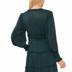 New 👍 Chelsea & Violet Plisse Satin Ruffle Deep V-Neck Long Smocked Cuff Sleeve Tiered Maxi 👗 Dress Champagne Toast 👍 -Chelsea & Violet Sales unnamed file 6