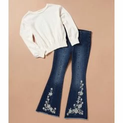 Best reviews of 🔔 Chelsea & Violet Big 👧 Girls 7-16 Denim Embroidery Flare Leg 👖 Jeans Med Stone 🎉 -Chelsea & Violet Sales unnamed file 63