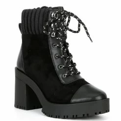 Cheap 🔔 Chelsea & Violet Zaira Leather And Suede Lug Sole Platform Booties Black 😀 -Chelsea & Violet Sales unnamed file 673