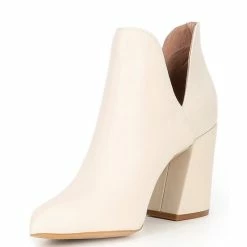 Budget 🥰 Chelsea & Violet Rubi Leather Pointed Toe Dip Ankle Booties Ivory 🎁 -Chelsea & Violet Sales unnamed file 677