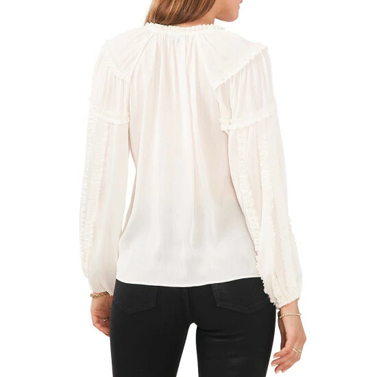 Top 10 ⭐ Chelsea & Violet Plisse Ruffle Split V-Neck Long Balloon Sleeve Blouse Antique White ⌛ 7 Top 10 ⭐ Chelsea & Violet Plisse Ruffle Split V-Neck Long Balloon Sleeve Blouse Antique White ⌛ - Image 5