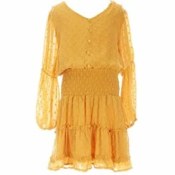 Deals ✨ Chelsea & Violet 👧 Girls Big 👧 Girls 7-16 Smocked Waist Clip Dot Mini 👗 Dress Dusty Olive ✨ -Chelsea & Violet Sales unnamed file 705