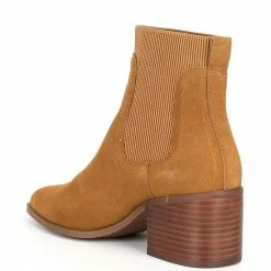 Hot Sale 🛒 Chelsea & Violet Audrina Suede Pointed Toe Block Heel Booties Cognac ⌛ -Chelsea & Violet Sales unnamed file 717