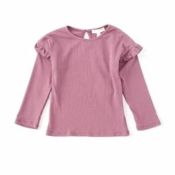 Best Pirce 👍 Chelsea & Violet Little 👧 Girls 2T-6X Rib Knit Ruffle Long Sleeve Pink 🔥