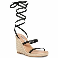 Best deal 🛒 Chelsea & Violet Mariah Ankle Wrap Wedge 🩴 Sandals Black 😀 -Chelsea & Violet Sales unnamed file 788