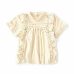 Discount ✨ Chelsea & Violet Big 👧 Girls 7-16 Lace Inset Pleated Ruffle Mock Neck Top Yellow 😍 -Chelsea & Violet Sales unnamed file 800