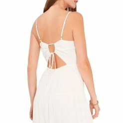 Flash Sale ✨ Chelsea & Violet Woven Square Neck Sleeveless Open Tie Back Detail Tiered Cami Midi 👗 Dress Ultra White 🌟 -Chelsea & Violet Sales unnamed file 844