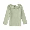 Cheap 🔔 Chelsea & Violet Baby 👧 Girls 12-24 Months Woven Collar Ribbed Long Sleeve Top Green 🛒