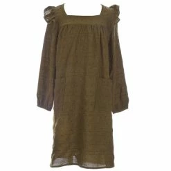 Promo ✨ Chelsea & Violet 👧 Girls Big 👧 Girls 7-16 Woven Flutter Sleeve Pocketed 👗 Dress Forest ⭐