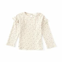 Wholesale 🔥 Chelsea & Violet Little 👧 Girls 2T-6X Rib Knit Ruffle Tee Rust 🛒