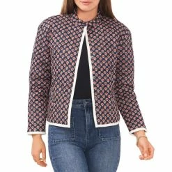 Discount 🎁 Chelsea & Violet Foulard Stamp Print Quilted Long Sleeve Snap Front Jacket Foulard Stamps 🤩