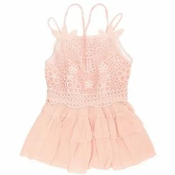 Wholesale 🎁 Chelsea & Violet 👧 Girls Big 👧 Girls 7-16 Sleeveless Square Neck Woven Lace Tiered Tank Top Pink 👍