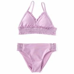 Deals 🧨 Chelsea & Violet Big 👧 Girls 7-16 Smocked Triangle Top & Hipster Bottom Two-Piece Family Matching 🩱 Swimsuit Purple 🔥
