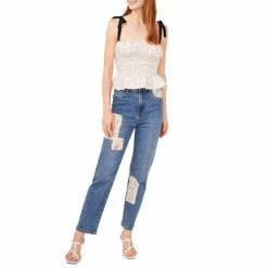 Hot Sale 🔔 Chelsea & Violet Ditsy Floral Print Smocked Square Neck Sleeveless Contrast Tie Shoulder Top Vintage Vines 😍 -Chelsea & Violet Sales unnamed file 952