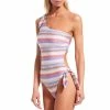 Budget 💯 Chelsea & Violet Family Matching Step Free Horizontal Stripe One Shoulder Strap One Piece 🩱 Swimsuit Multi ✨