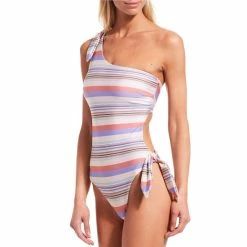 Budget 💯 Chelsea & Violet Family Matching Step Free Horizontal Stripe One Shoulder Strap One Piece 🩱 Swimsuit Multi ✨