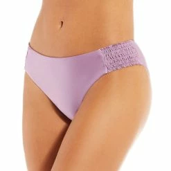 Coupon 🔥 Chelsea & Violet Solid Smocked Tab Side Hipster Swim Bottom Purple 👍
