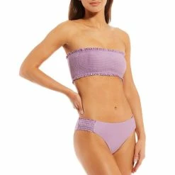 Coupon 🔥 Chelsea & Violet Solid Smocked Tab Side Hipster Swim Bottom Purple 👍 -Chelsea & Violet Sales unnamed file 959
