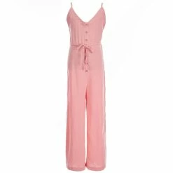 Cheapest ⌛ Chelsea & Violet 👧 Girls Big 👧 Girls 7-16 Sleevless V-Neck Tie-Waist Jumpsuit Pink ⌛