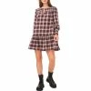 Best Pirce 😀 Chelsea & Violet Plaid Print Smocked Yoke Long Sleeve Tiered Ruffle Hem Mini Shift 👗 Dress Ivory Multi ❤️ -Chelsea & Violet Sales unnamed file 982