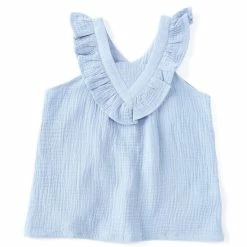 Best reviews of ✔️ Chelsea & Violet Little 👧 Girls 2T-6X Sleeveless Gauzy Woven Ruffle Babydoll Top Blue 😀