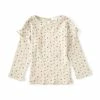 Best Pirce ✨ Chelsea & Violet Baby 👧 Girls 12-24 Months Floral Print Ribbed Ruffle Long Sleeve Tee Rust 🌟